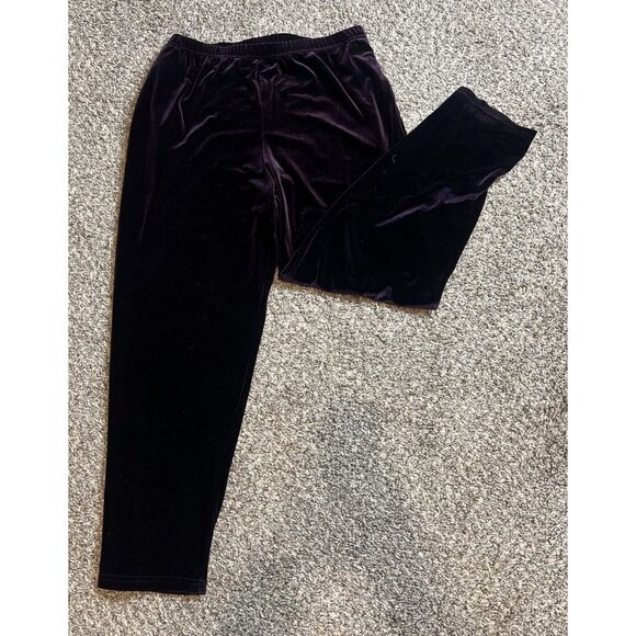 Coldwater Creek Womens Velvet Stretch Pants Purple Large - Picture 1 of 8